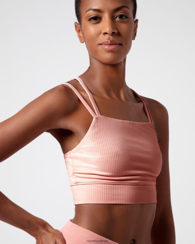 Repetto F4XL299 Women Ribbed Bra With Thin Straps Clothing Blush Pink