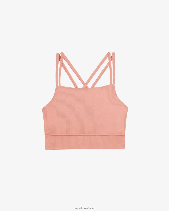 Repetto F4XL299 Women Ribbed Bra With Thin Straps Clothing Blush Pink