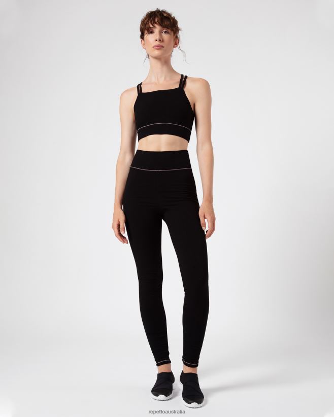 Repetto F4XL302 Women Ribbed Bra With Thin Straps Clothing Black