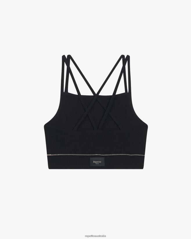 Repetto F4XL302 Women Ribbed Bra With Thin Straps Clothing Black