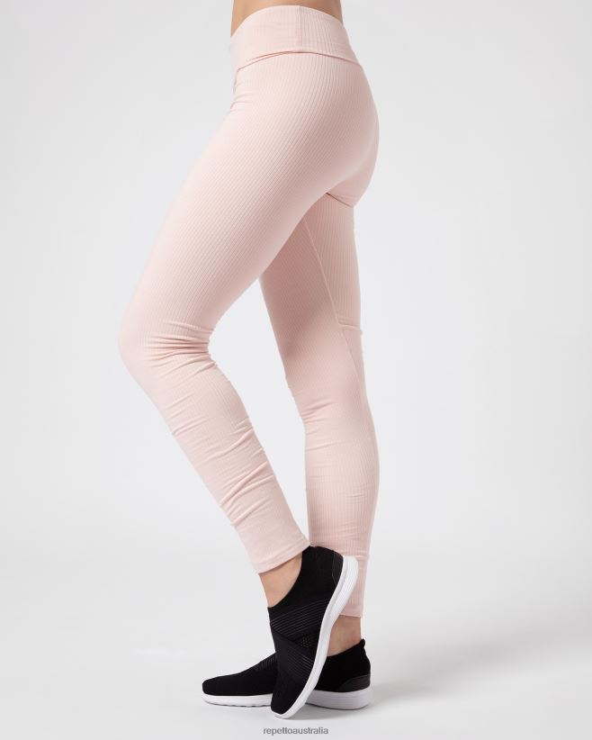 Repetto F4XL303 Women Ribbed Leggings Clothing Petal Pink