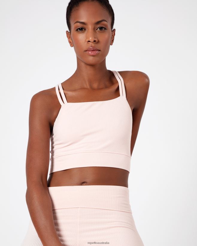 Repetto F4XL304 Women Ribbed Bra With Thin Straps Clothing Petal Pink