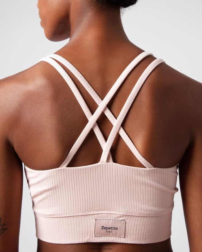 Repetto F4XL304 Women Ribbed Bra With Thin Straps Clothing Petal Pink