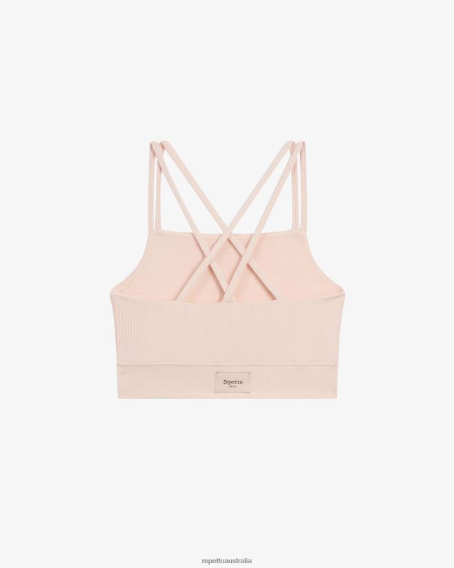 Repetto F4XL304 Women Ribbed Bra With Thin Straps Clothing Petal Pink