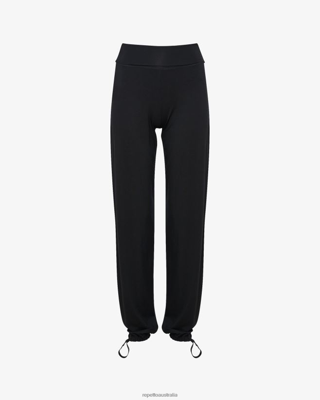 Repetto F4XL373 Women Viscose Jazz Pants With Fold Over Waistband Clothing Black