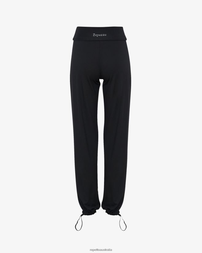 Repetto F4XL373 Women Viscose Jazz Pants With Fold Over Waistband Clothing Black