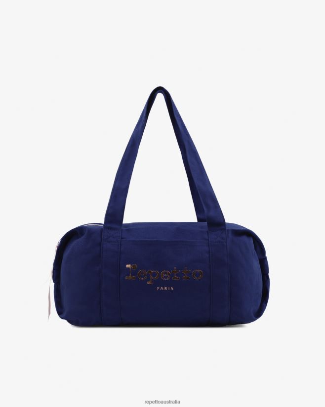 Repetto F4XL404 Women Cotton Duffle Bag Size M Accessories Petrol Blue