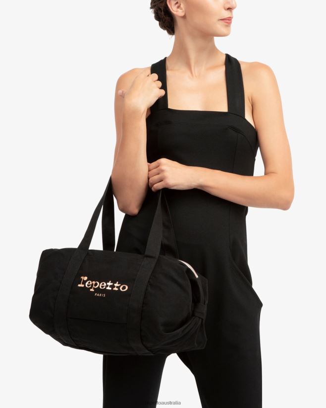 Repetto F4XL406 Women Cotton Duffle Bag Size M Accessories Black