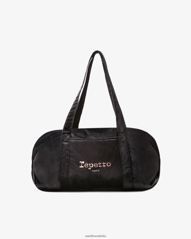 Repetto F4XL408 Women Velvet Duffle Bag Size M Accessories Black