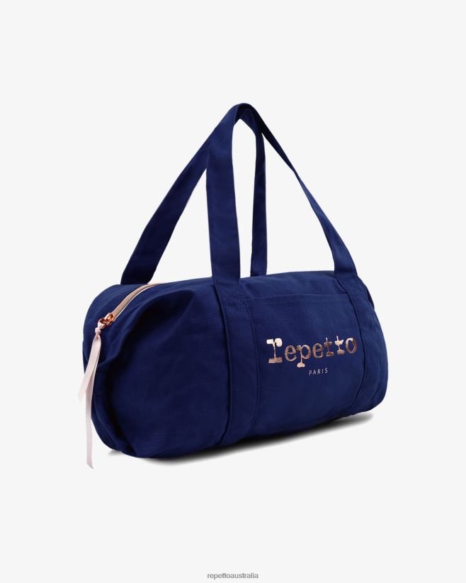 Repetto F4XL413 Women Cotton Duffle Bag Size L Accessories Petrol Blue