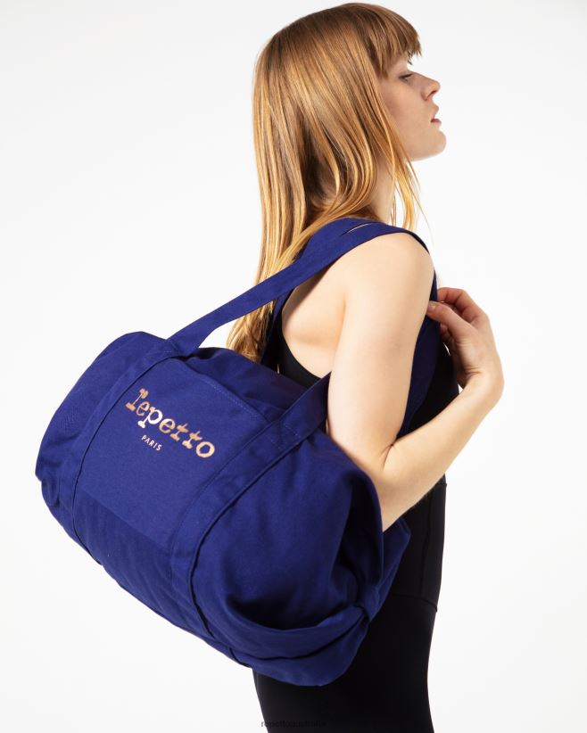 Repetto F4XL413 Women Cotton Duffle Bag Size L Accessories Petrol Blue