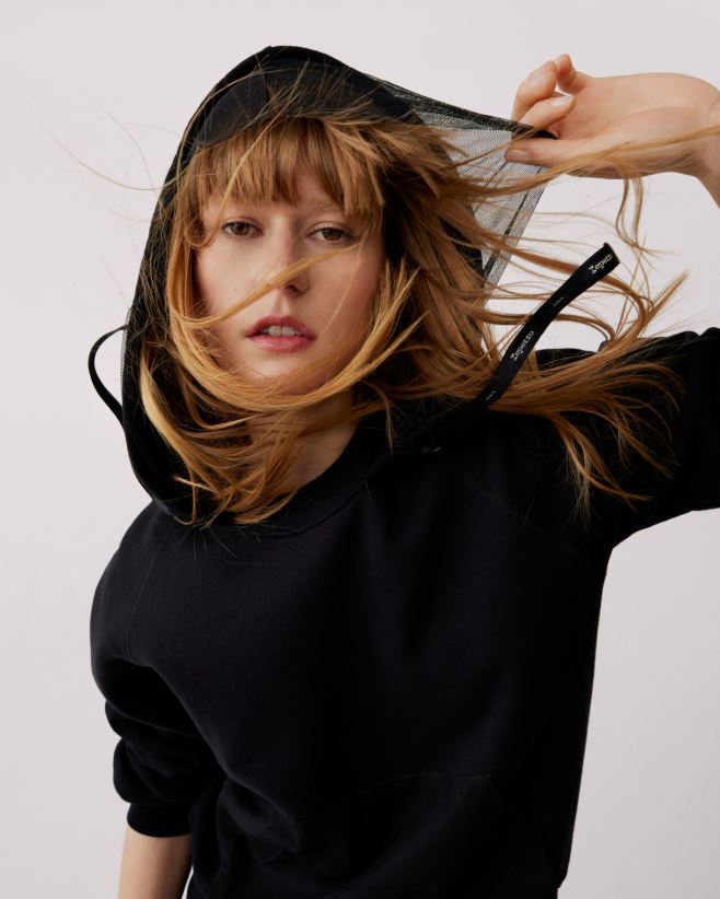 Repetto F4XL362 Women Tulle Hooded Sweatshirt Clothing Black