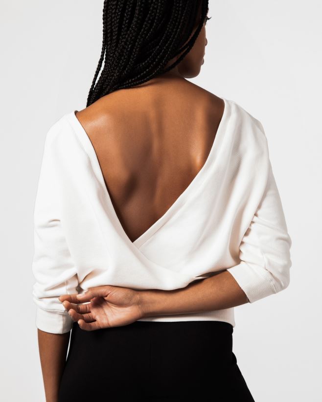 Repetto F4XL366 Women Wrap-Over Sweatshirt Clothing Ivory White