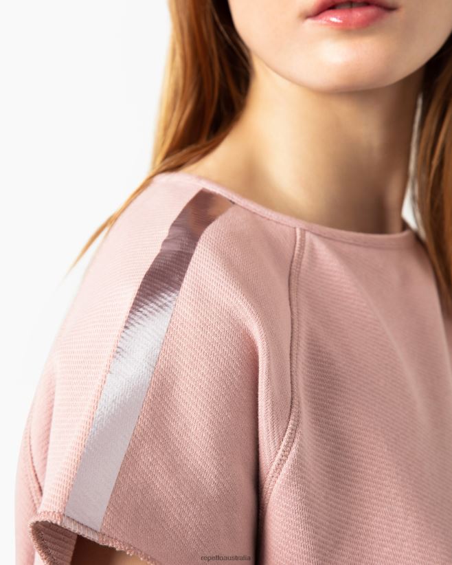 Repetto F4XL367 Women Short-Sleeved Graphic Sweatshirt Clothing Pinky