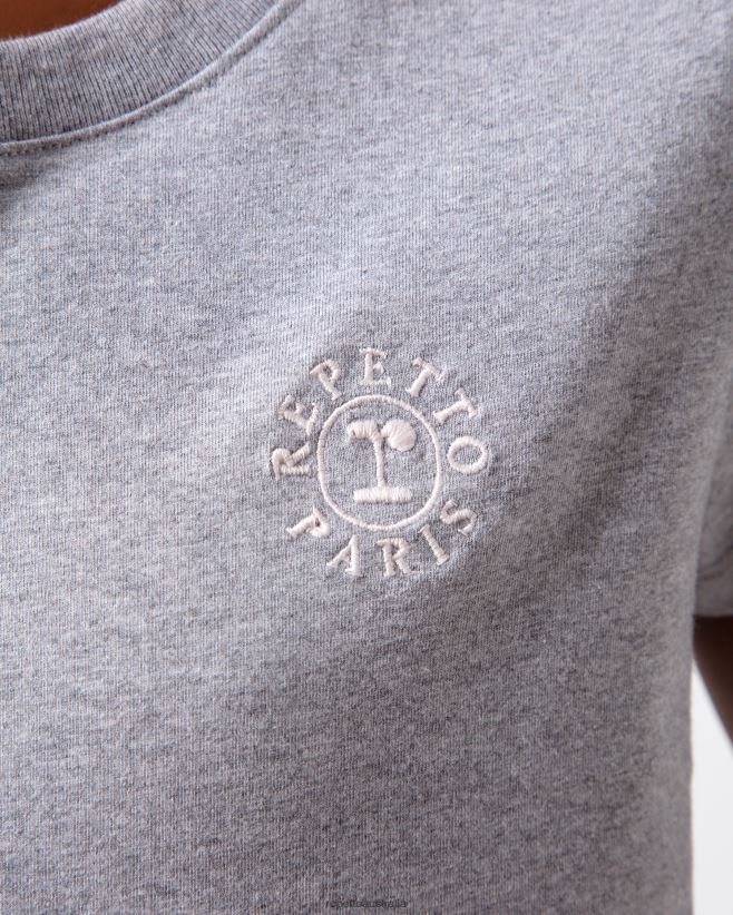 Repetto F4XL316 Women R Logo T-Shirt Clothing Mottled Light Grey