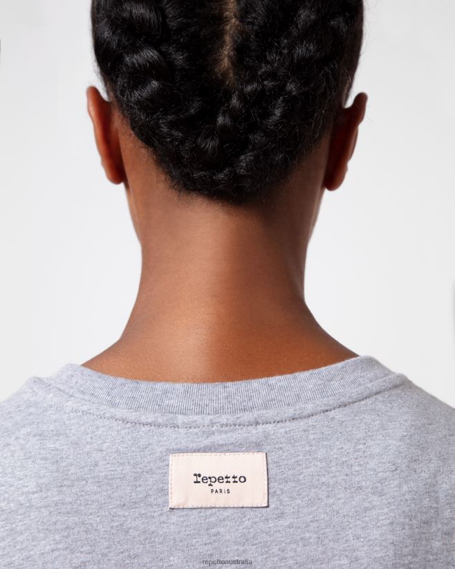 Repetto F4XL316 Women R Logo T-Shirt Clothing Mottled Light Grey