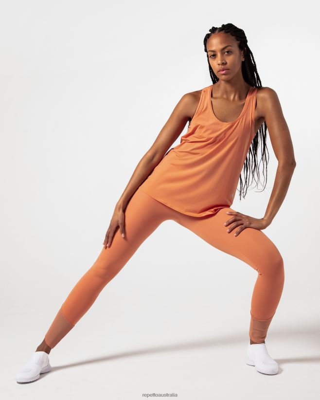 Repetto F4XL323 Women Active Silk Tank Top Clothing Bronze Orange