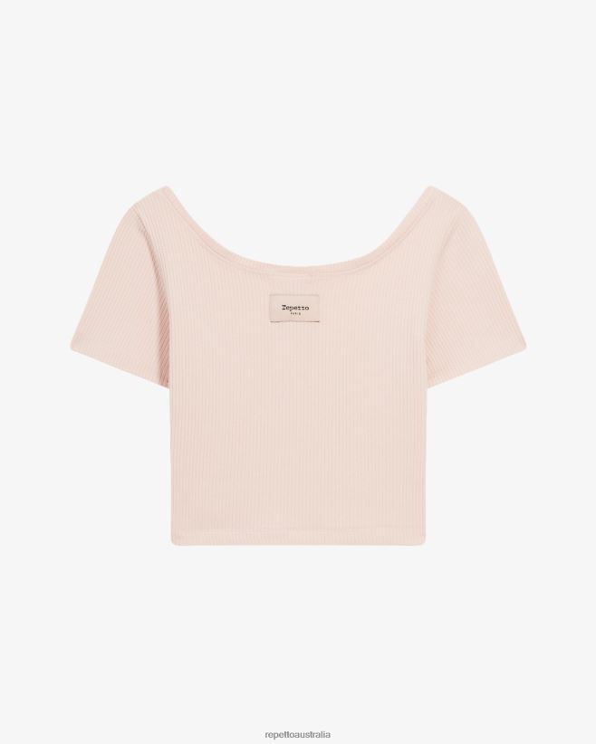 Repetto F4XL328 Women Ribbed Short Top Clothing Petal Pink