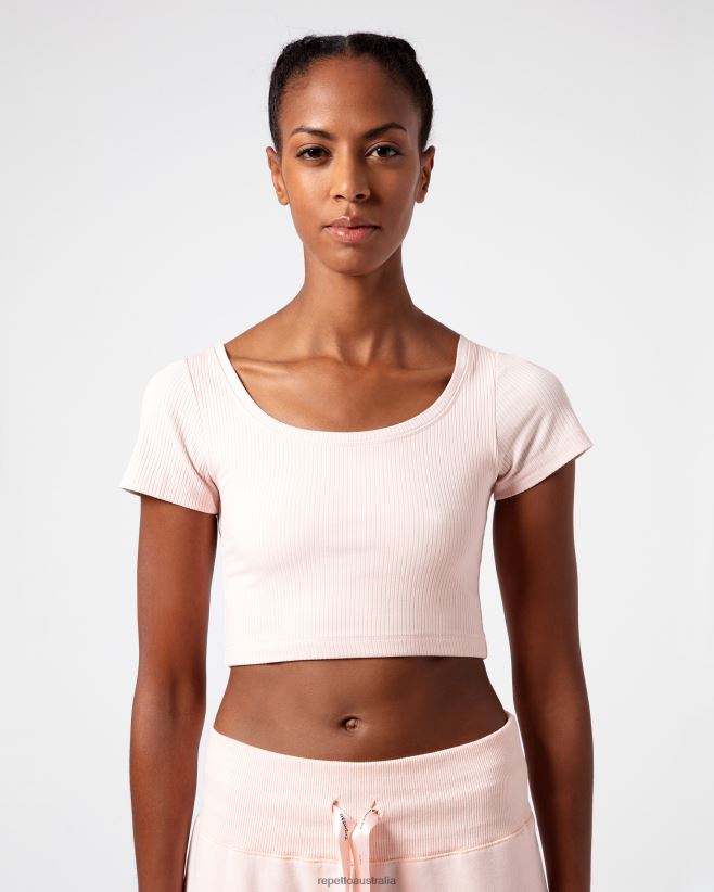 Repetto F4XL328 Women Ribbed Short Top Clothing Petal Pink
