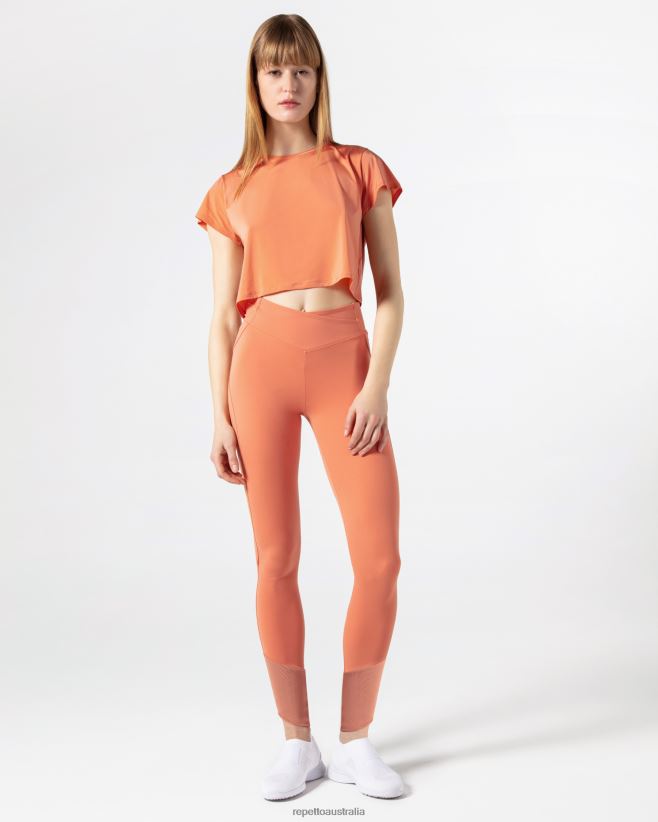 Repetto F4XL330 Women Active Silk Crop Top Clothing Bronze Orange