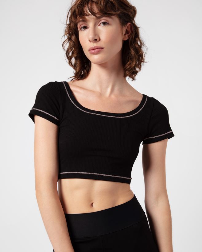 Repetto F4XL337 Women Ribbed Short Top Clothing Black