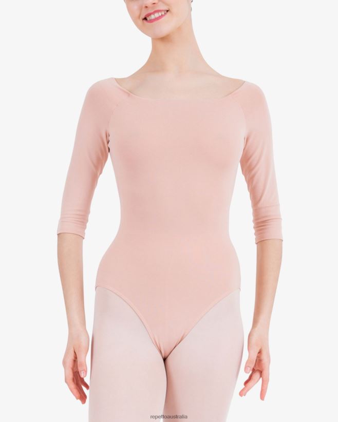 Repetto F4XL438 Women 3/4 Sleeves Leotard Clothing Nude