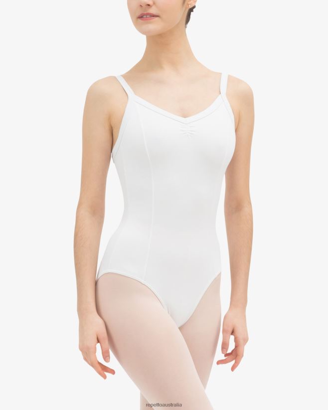 Repetto F4XL442 Women Gathered Front Leotard Clothing White