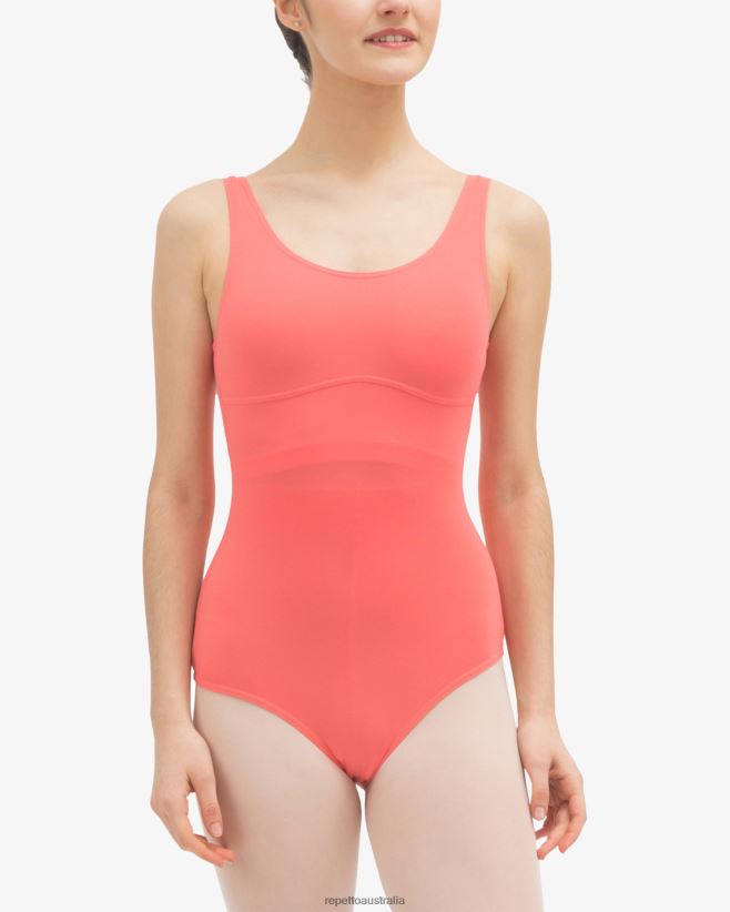 Repetto F4XL445 Women Leotard With Large Straps Clothing Watermelon Orange