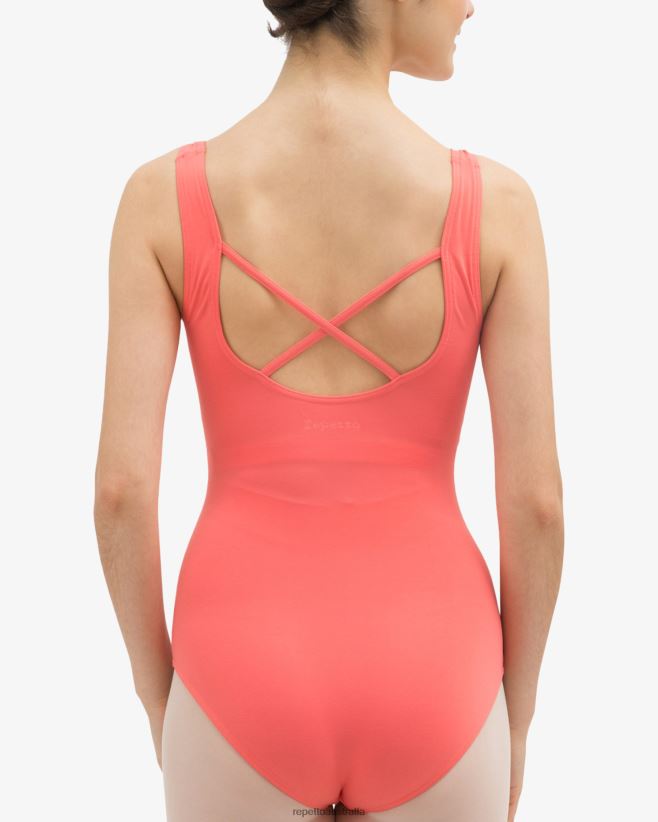 Repetto F4XL445 Women Leotard With Large Straps Clothing Watermelon Orange