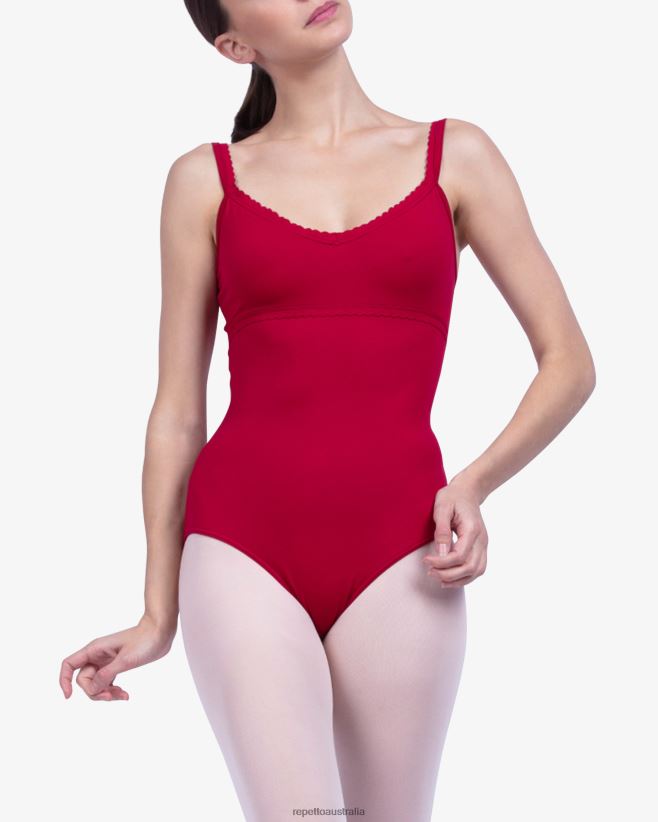 Repetto F4XL450 Women Fancy Finishing Details Leotard Clothing Garnet-Colored