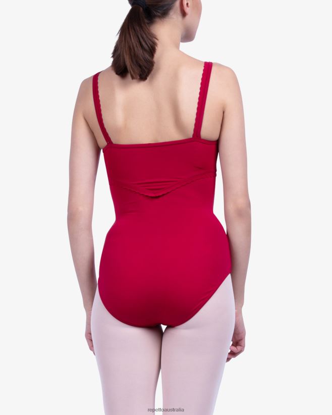 Repetto F4XL450 Women Fancy Finishing Details Leotard Clothing Garnet-Colored