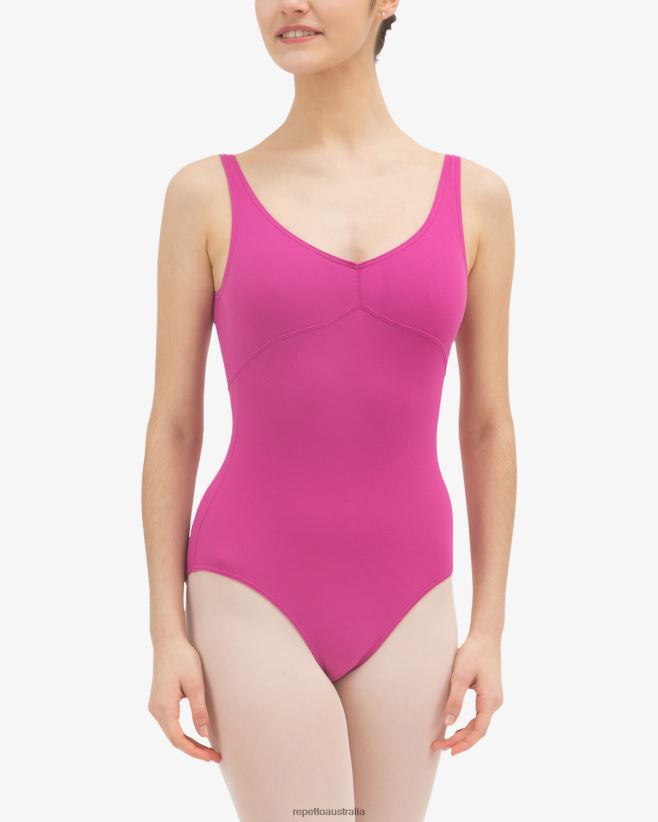 Repetto F4XL454 Women Gathered Front And Back Leotard Neckline Clothing Fuchsia Pink