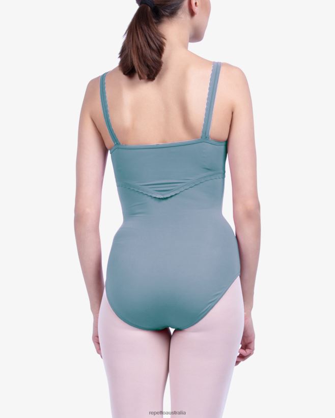 Repetto F4XL461 Women Fancy Finishing Details Leotard Clothing Esmeralda Blue
