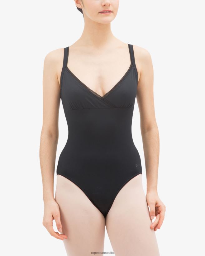 Repetto F4XL473 Women Wrap-Over Leotard Clothing Black