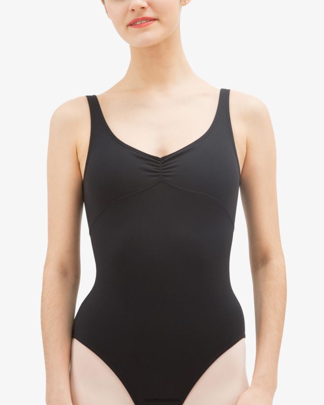 Repetto F4XL475 Women Gathered Front And Back Leotard Neckline Clothing Black