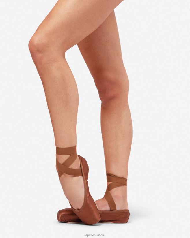 Repetto F4XL565 Women Julieta Pointe Shoes - Medium Box Soft Sole Footwear Ice Brown