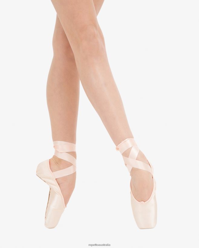 Repetto F4XL575 Women Carlotta Pointe Shoes - Large Box Medium Sole Footwear Salmon Melon