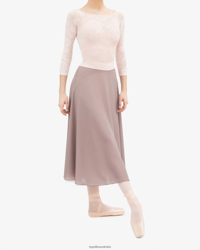 Repetto F4XL547 Women Long Sleeves Top In Rosette Lace Clothing Petal Pink