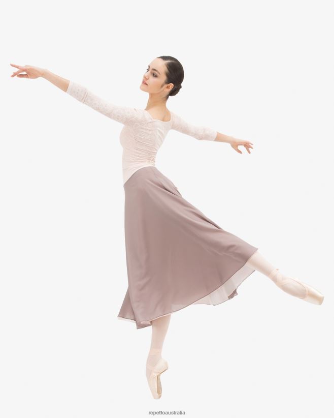 Repetto F4XL547 Women Long Sleeves Top In Rosette Lace Clothing Petal Pink