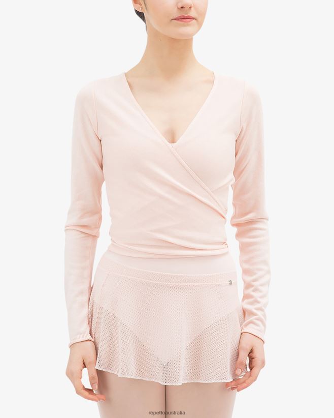 Repetto F4XL511 Women Long Sleeved Wrap-Over Clothing Petal Pink