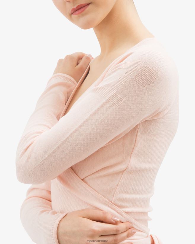 Repetto F4XL511 Women Long Sleeved Wrap-Over Clothing Petal Pink