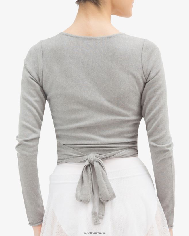 Repetto F4XL512 Women Long Sleeved Wrap-Over Clothing Mouse Grey