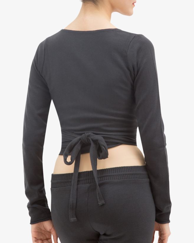 Repetto F4XL513 Women Long Sleeved Wrap-Over Clothing Anthracite Grey
