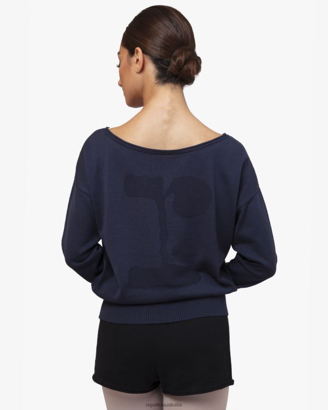 Repetto F4XL516 Women Warm-Up Pull Over Clothing Midnight Blue