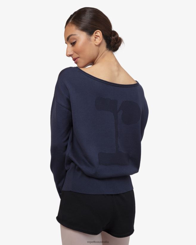 Repetto F4XL516 Women Warm-Up Pull Over Clothing Midnight Blue