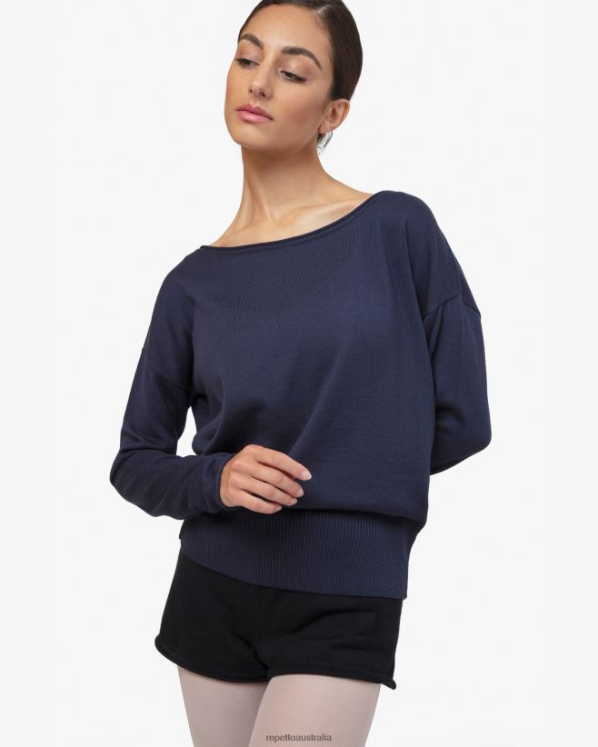 Repetto F4XL516 Women Warm-Up Pull Over Clothing Midnight Blue
