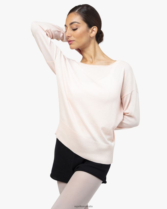 Repetto F4XL517 Women Warm-Up Pull Over Clothing Petal Pink