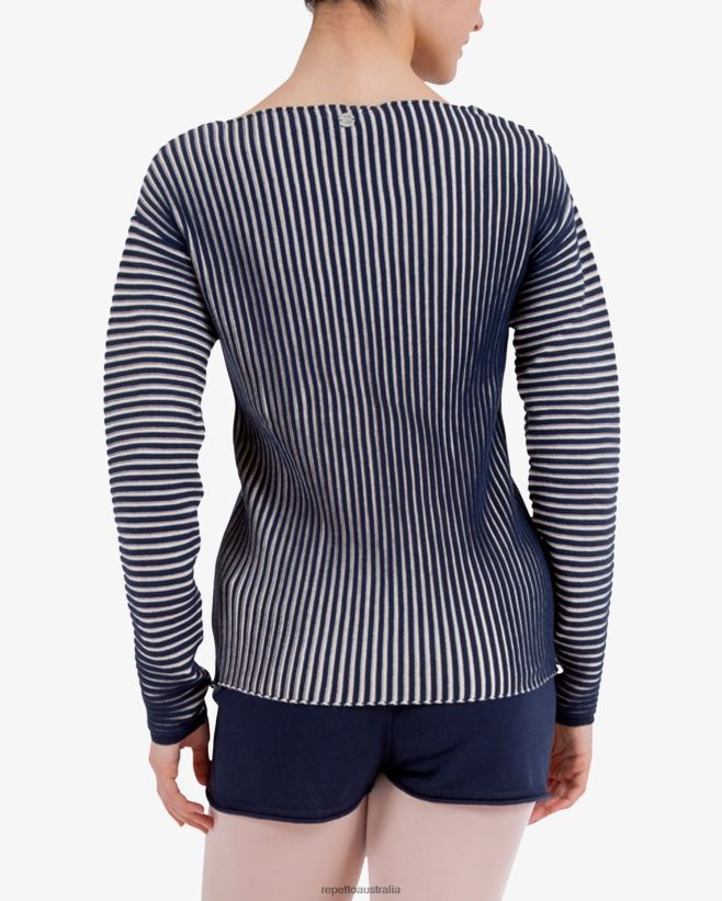 Repetto F4XL528 Women Bicolor Rib-Knit Jumper Clothing Blue And Petale Pink