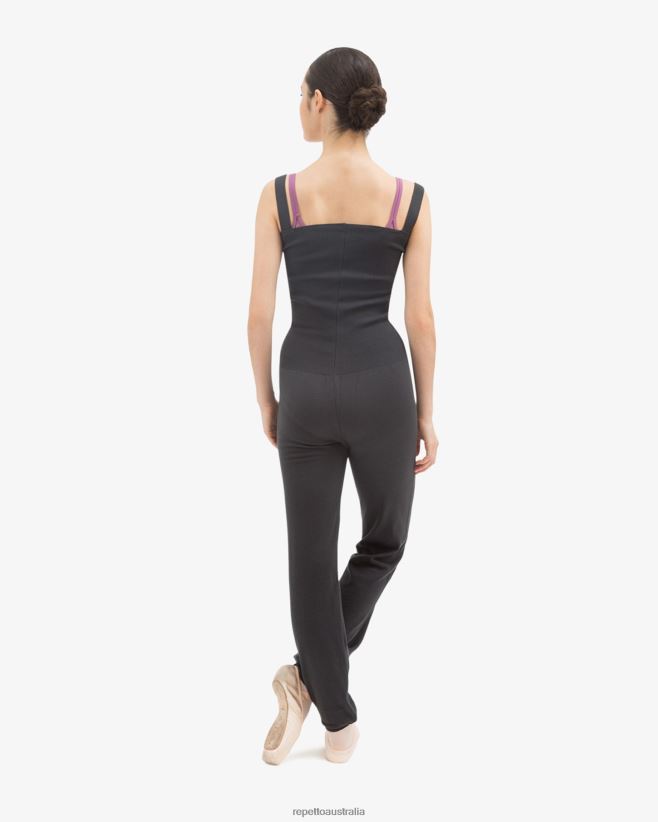 Repetto F4XL530 Women Jumpsuit With Large Straps Clothing Anthracite Grey