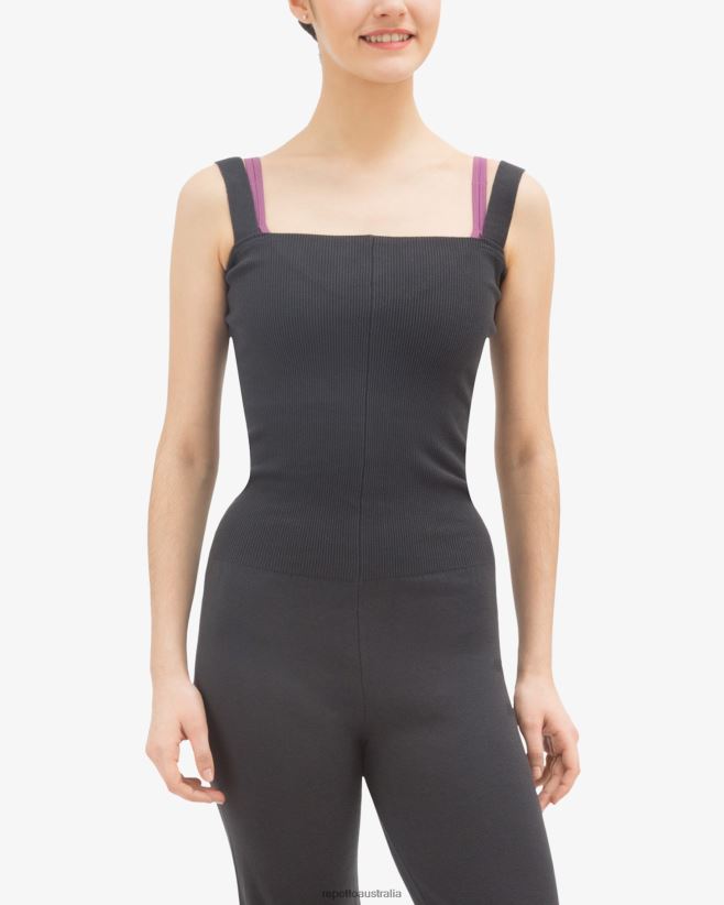 Repetto F4XL530 Women Jumpsuit With Large Straps Clothing Anthracite Grey